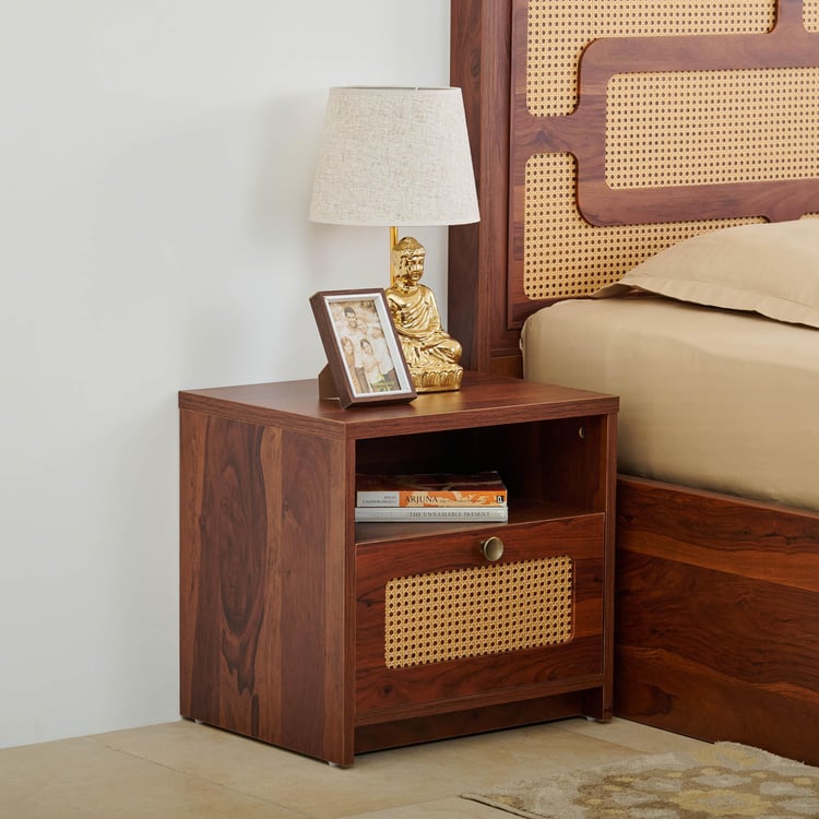 Elsa Bed Side Table with Drawer - Brown