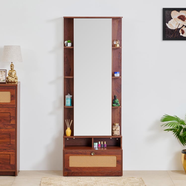 Elsa Dresser Mirror with Drawer - Brown