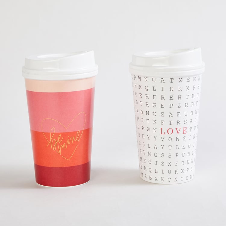 Love Forever Set of 2 Melamine Travel Tumblers - 425ml