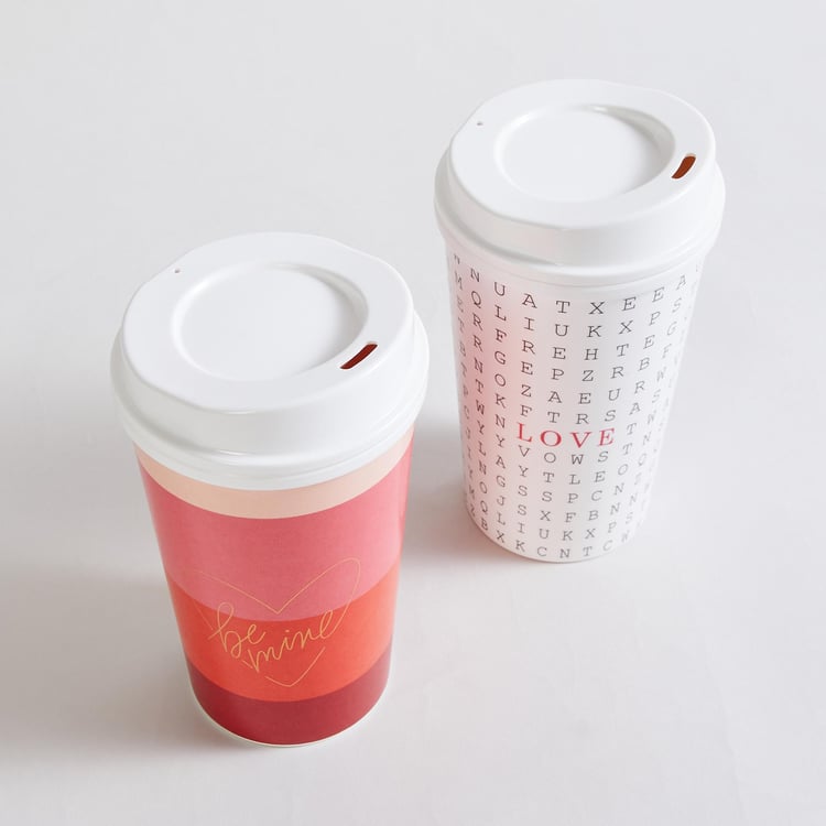 Love Forever Set of 2 Melamine Travel Tumblers - 425ml