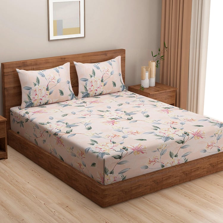 SWAYAM Grand Opal Cotton 4Pcs Printed Double Bed-In-A-Bag Set