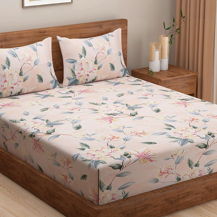 SWAYAM Grand Opal Cotton 4Pcs Printed Double Bed-In-A-Bag Set
