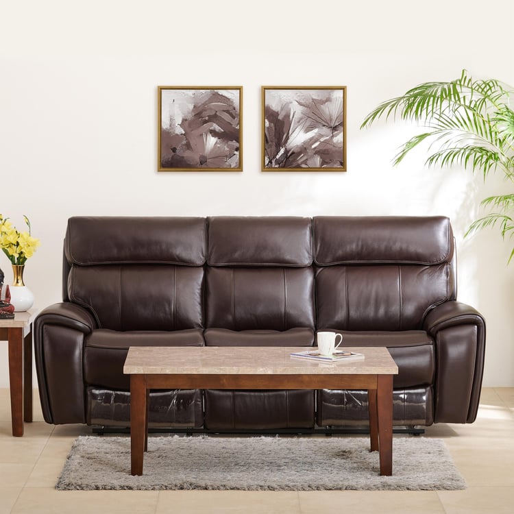 Stockholm 3+2 Seater Half Leather Electric Recliner Set - Dark Brown