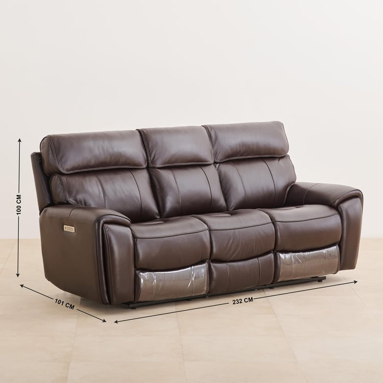 Stockholm 3+2 Seater Half Leather Electric Recliner Set - Dark Brown