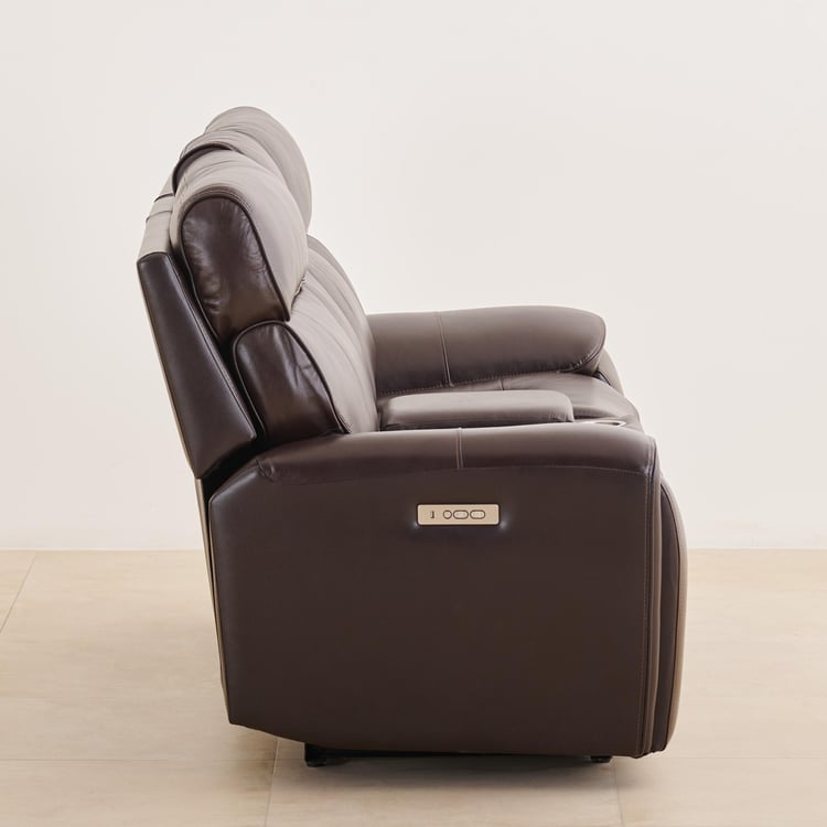 Stockholm 3+2 Seater Half Leather Electric Recliner Set - Dark Brown