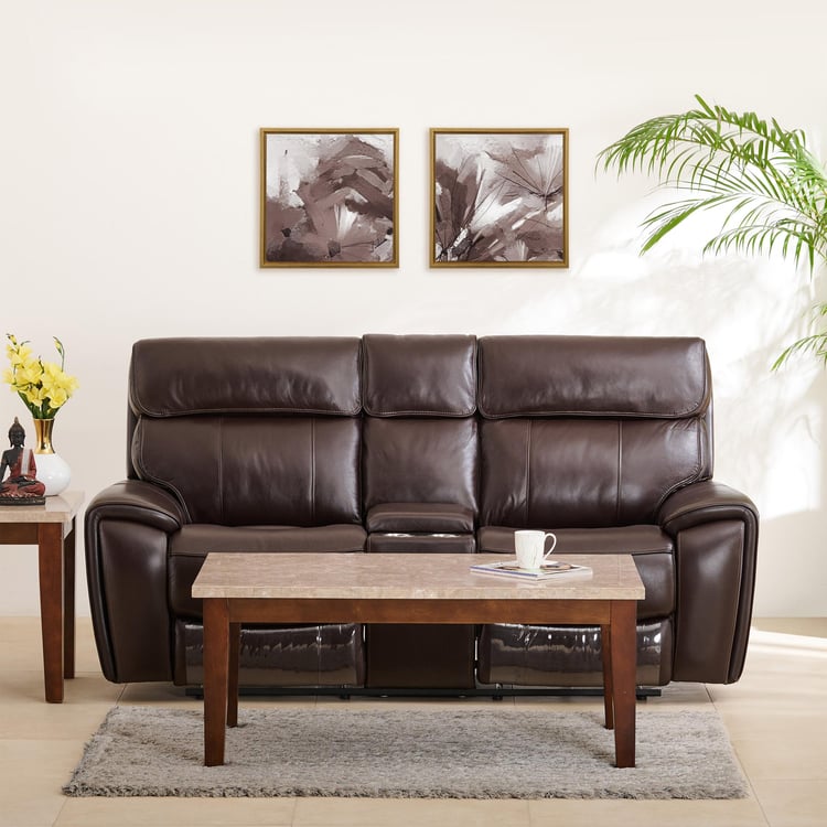 Stockholm Half Leather 3+2+2 Seater Electric Recliner Set - Dark Brown