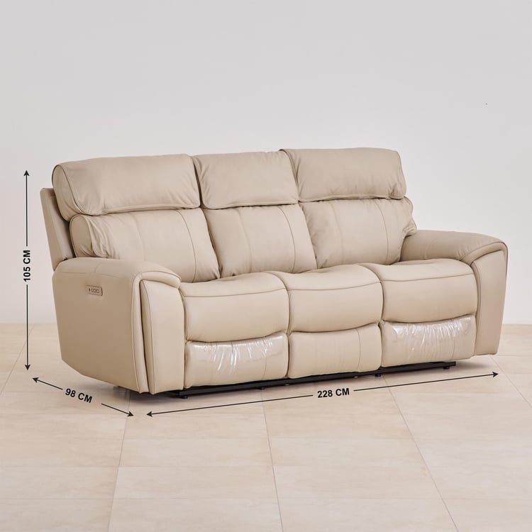 Stockholm Half Leather 3+1 Seater Electric Recliner Set - Cream