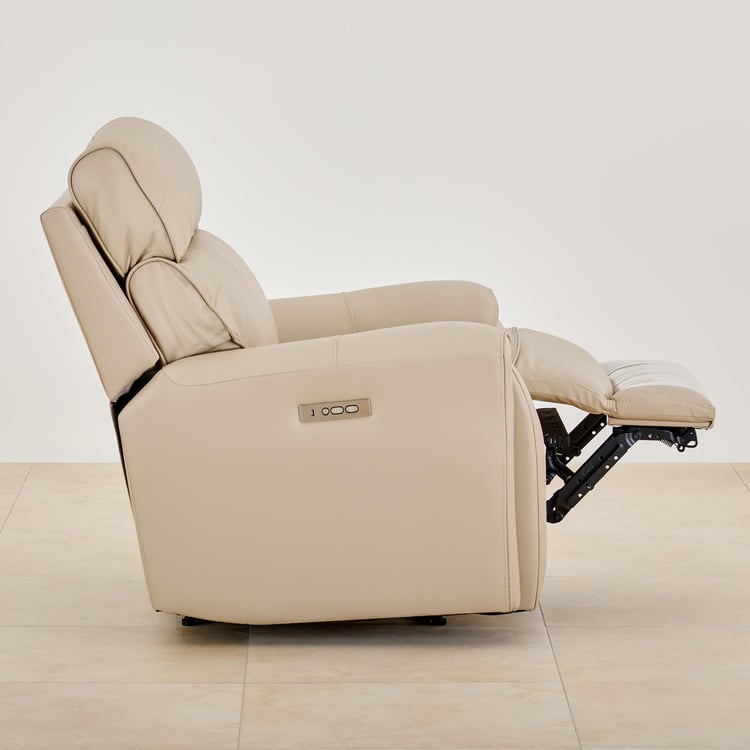 Stockholm Half Leather 3+1 Seater Electric Recliner Set - Cream