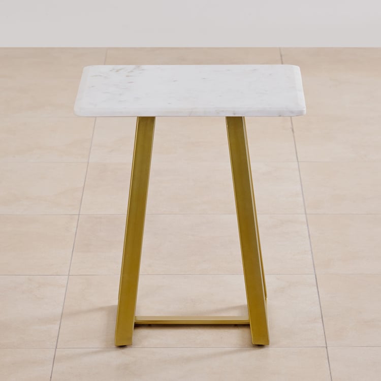 Aristo Marble Top End Table - White