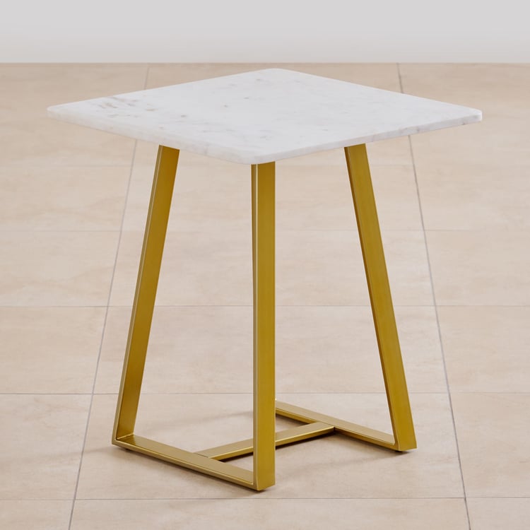 Aristo Marble Top End Table - White