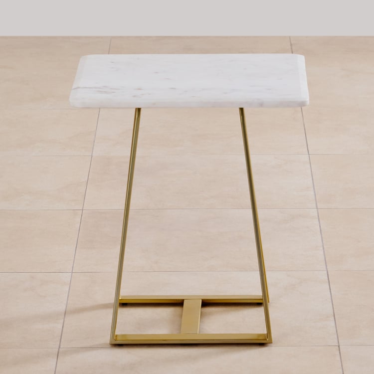 Aristo Marble Top End Table - White