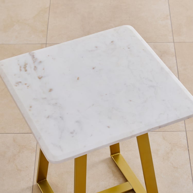 Aristo Marble Top End Table - White