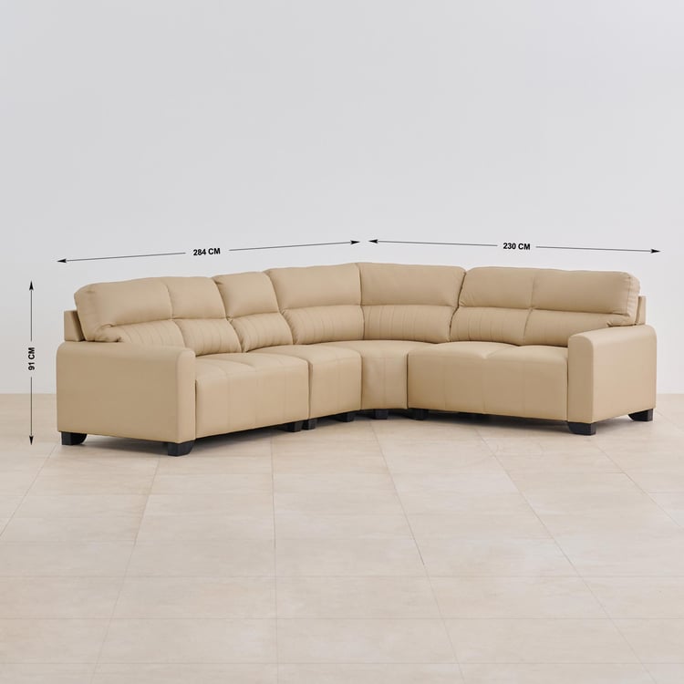Albury Faux Leather 6-Seater Sectional Corner Sofa - Beige