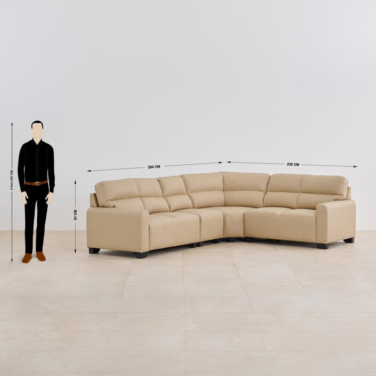 Albury Faux Leather 6-Seater Sectional Corner Sofa - Beige
