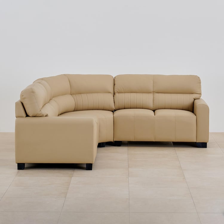 Albury Faux Leather 6-Seater Sectional Corner Sofa - Beige