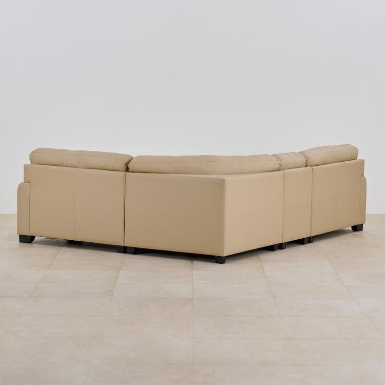 Albury Faux Leather 6-Seater Sectional Corner Sofa - Beige