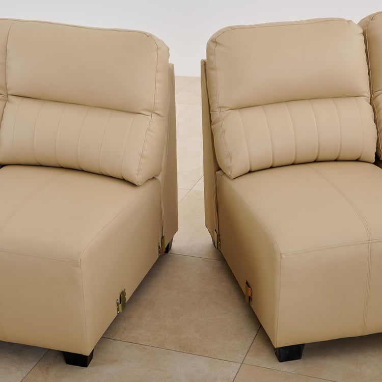 Albury Faux Leather 6-Seater Sectional Corner Sofa - Beige