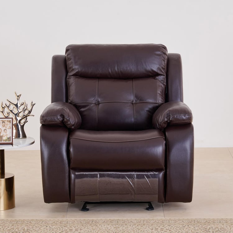 Blake Half Leather 1-Seater Recliner - Brown