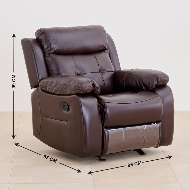 Blake Half Leather 1-Seater Recliner - Brown