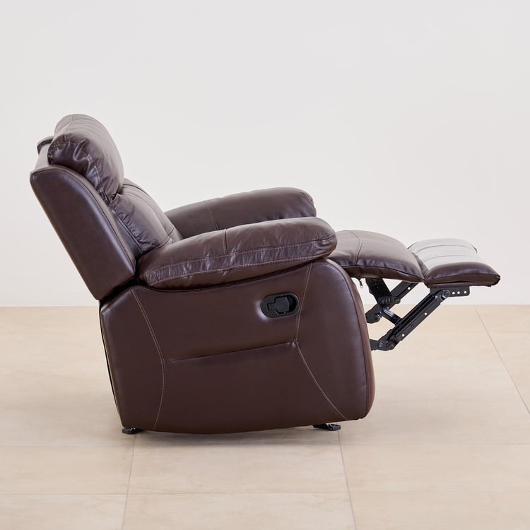 Blake Half Leather 1-Seater Recliner - Brown