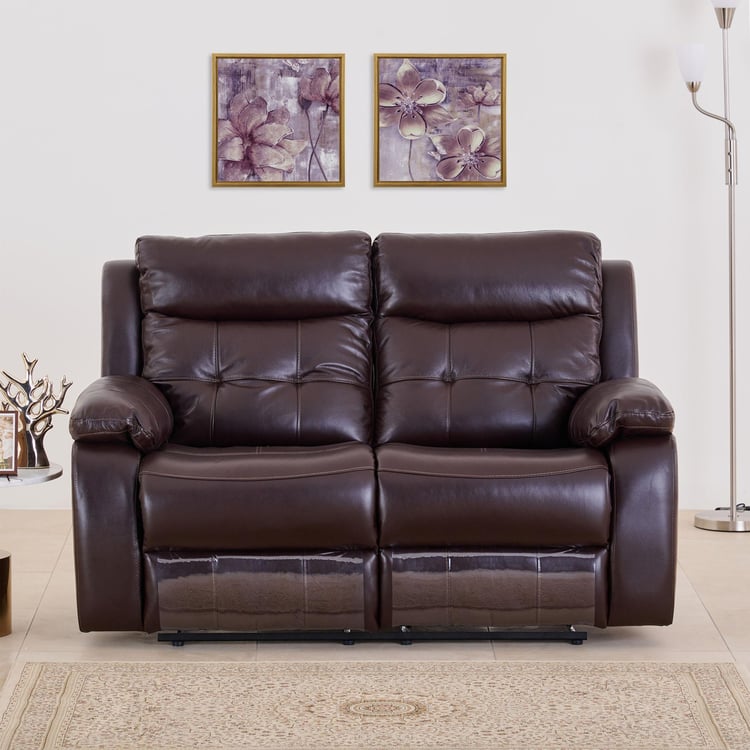 Blake Half Leather 2-Seater Recliner - Dark Brown