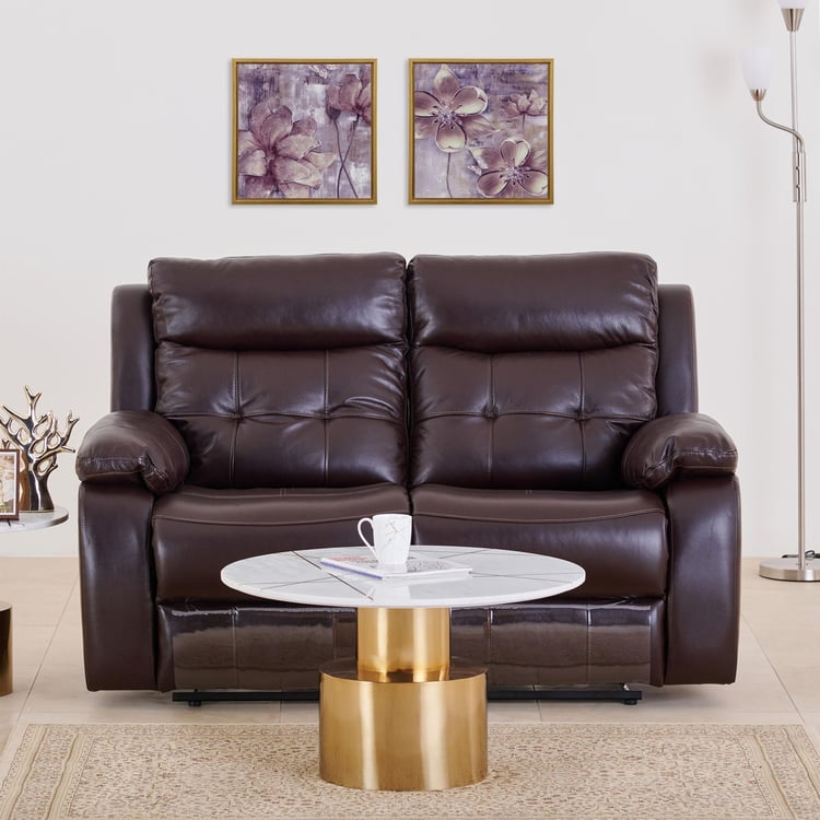 Blake Half Leather 2-Seater Recliner - Dark Brown