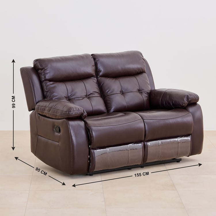 Blake Half Leather 2-Seater Recliner - Dark Brown