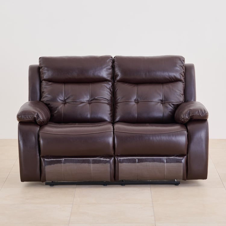 Blake Half Leather 2-Seater Recliner - Dark Brown