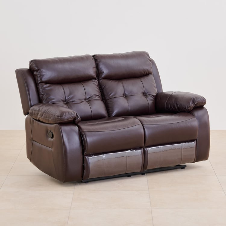 Blake Half Leather 2-Seater Recliner - Dark Brown