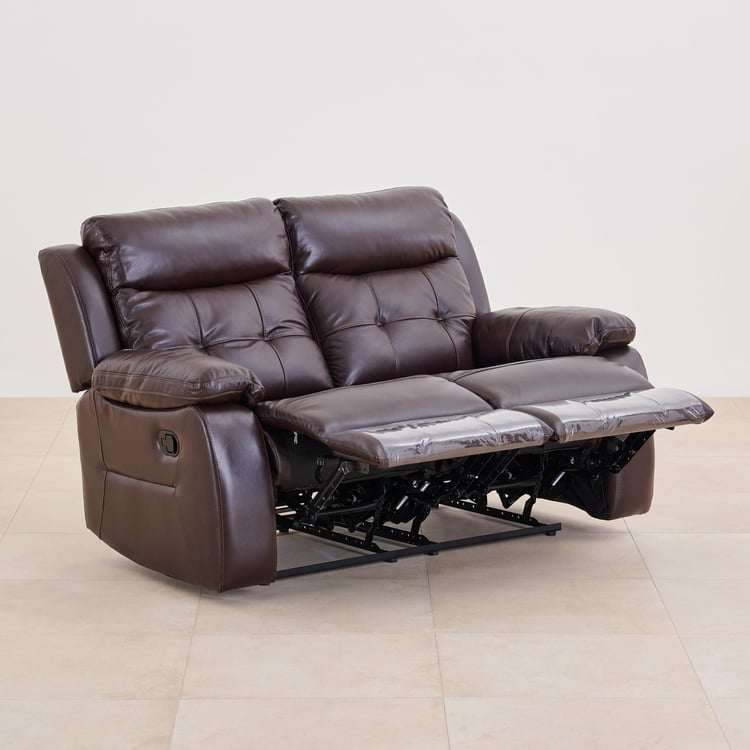 Blake Half Leather 2-Seater Recliner - Dark Brown