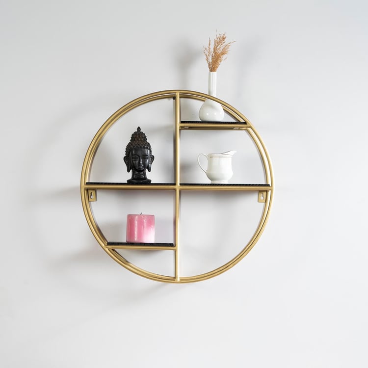 VEDAS Metal Hasti 3-Tier Round Wall Shelf