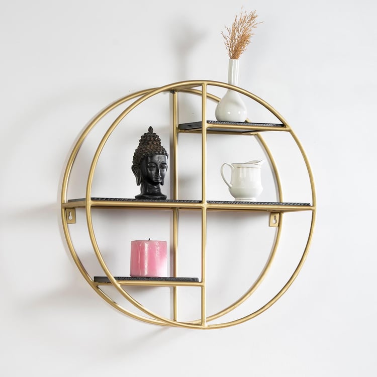 VEDAS Metal Hasti 3-Tier Round Wall Shelf