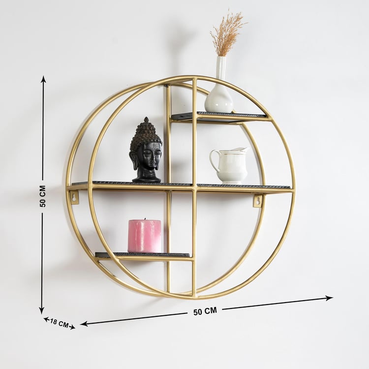 VEDAS Metal Hasti 3-Tier Round Wall Shelf