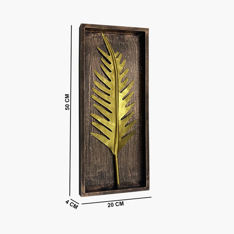 VEDAS Tally Metal and Wood Palm Leaf Framed Wall Art