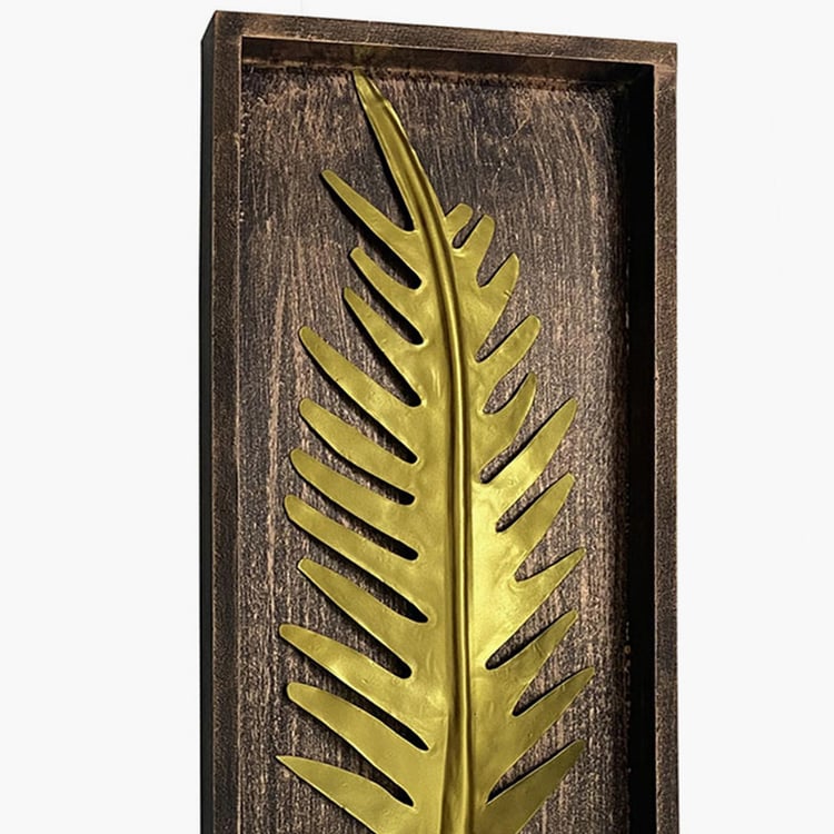 VEDAS Tally Metal and Wood Palm Leaf Framed Wall Art