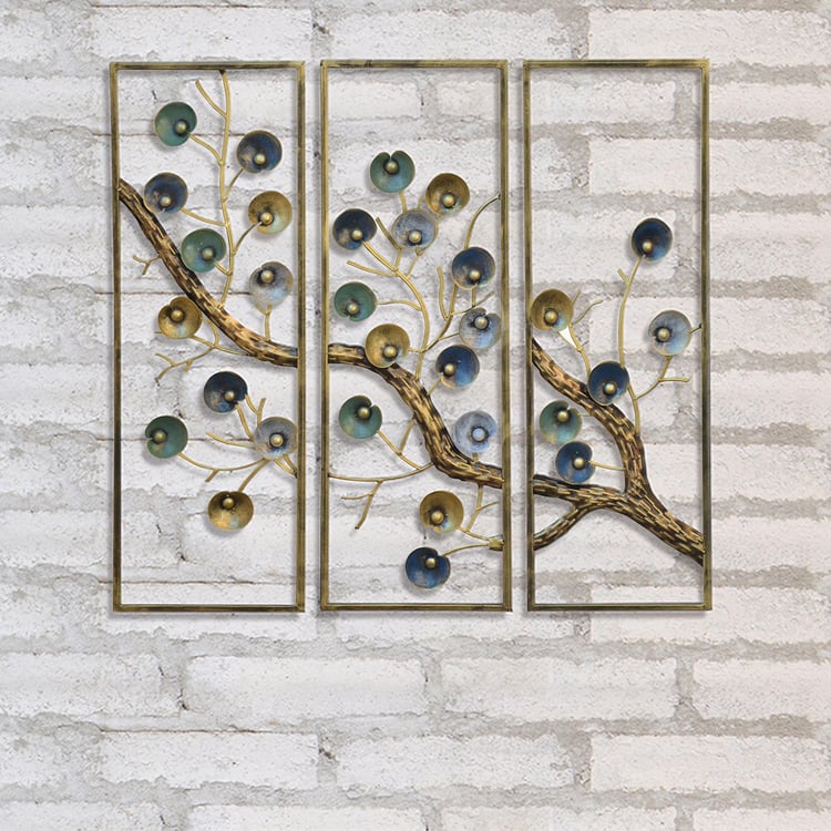 VEDAS Metal Set of 3 Tree Wall Accents