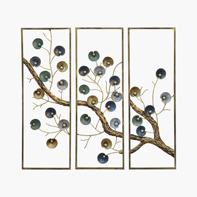 VEDAS Metal Set of 3 Tree Wall Accents