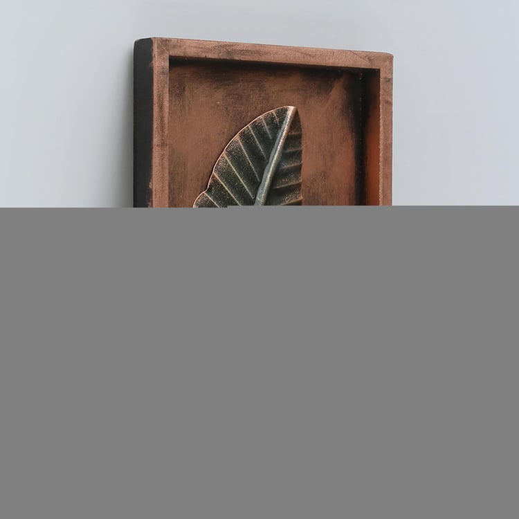 Vedas Metal and Wood Lara Leaf Framed Wall Art