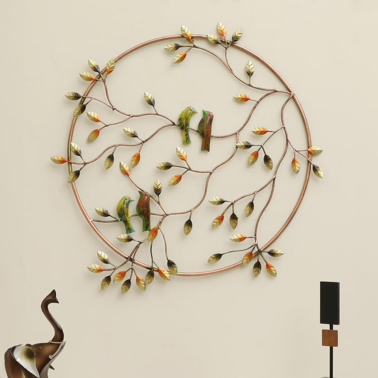 Vedas Metal Bird and Tree Wall Accent