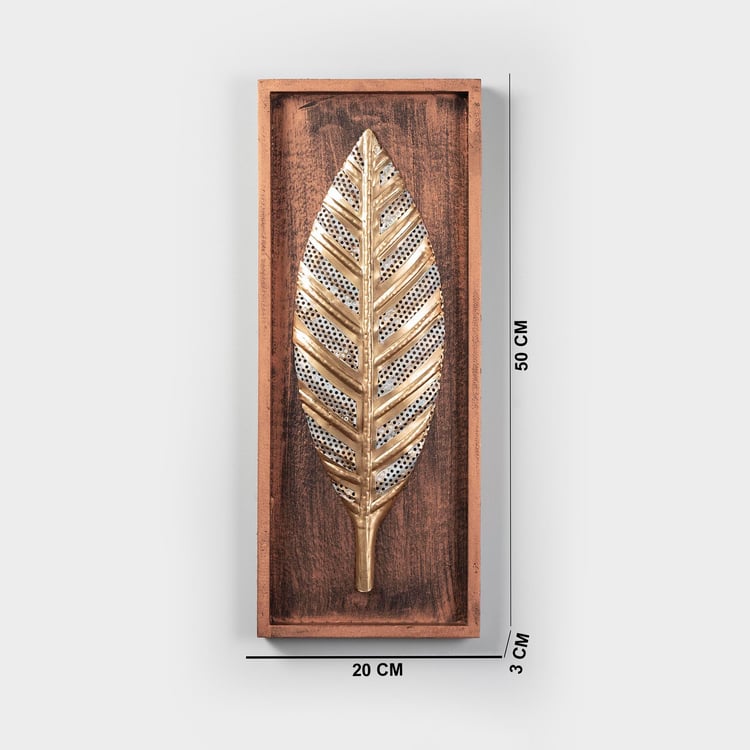 VEDAS Metal and Wood Zoe Leaf Framed Wall Art