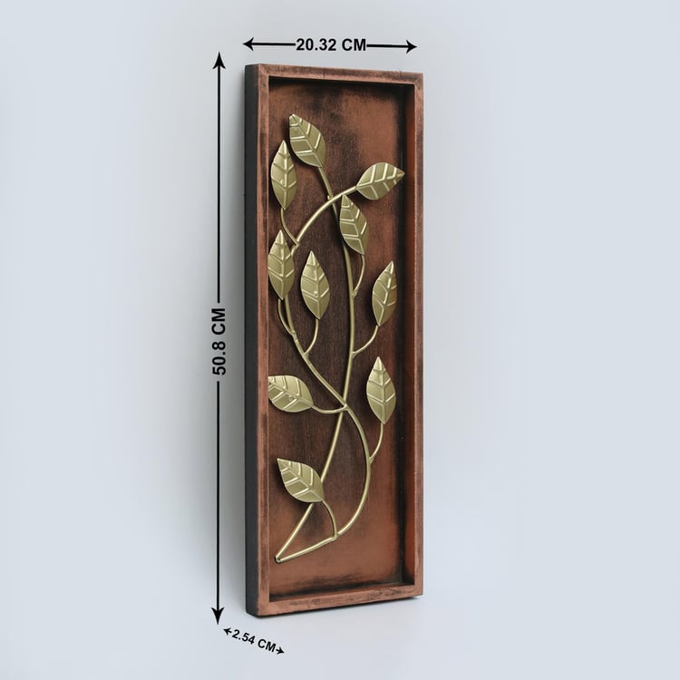 VEDAS Metal Textured Noah Leaf Wall Accent