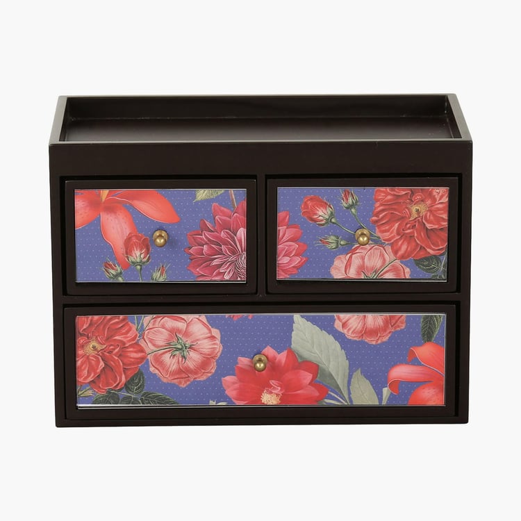 INDIA CIRCUS Red Blooms Wooden Jewellery Organizer