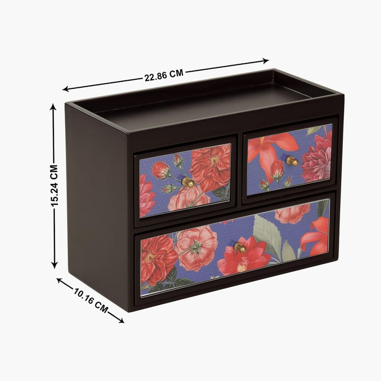 INDIA CIRCUS Red Blooms Wooden Jewellery Organizer