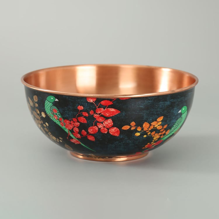 INDIA CIRCUS Parrots of the Night Copper Printed Serving Bowl - 1.25L