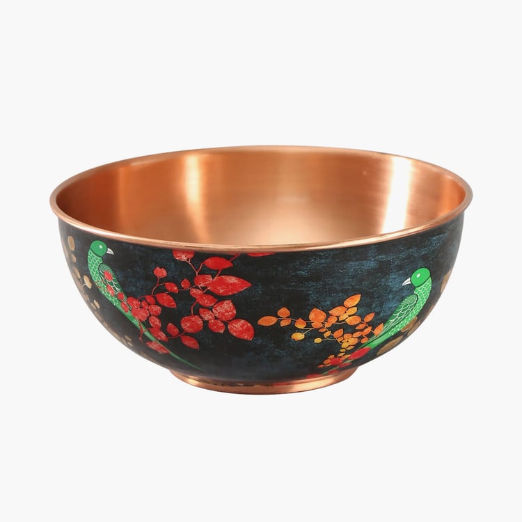 INDIA CIRCUS Parrots of the Night Copper Printed Serving Bowl - 1.25L