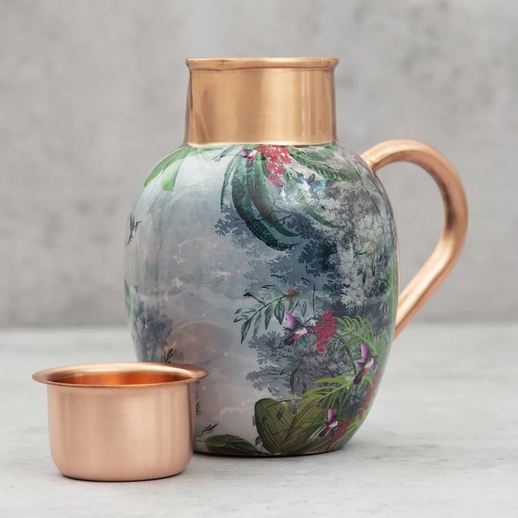 INDIA CIRCUS Tropical View Copper Printed Jug and Tumbler Set