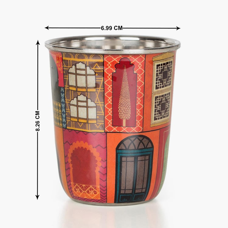 INDIA CIRCUS Mughal Doors Set of 2 Stainless Steel Printed Tumbler Set - 165ml