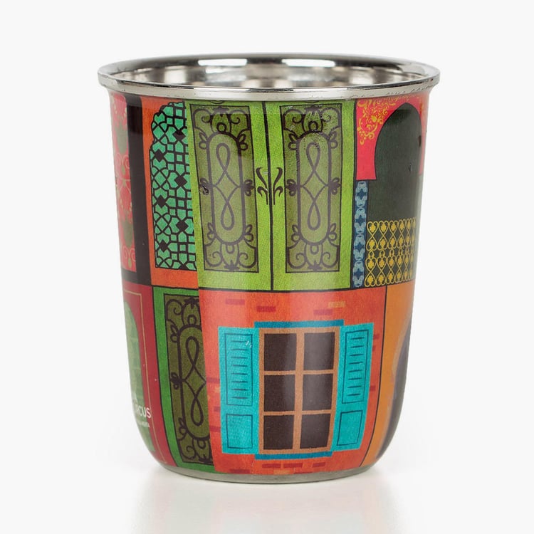 INDIA CIRCUS Mughal Doors Set of 2 Stainless Steel Printed Tumbler Set - 165ml