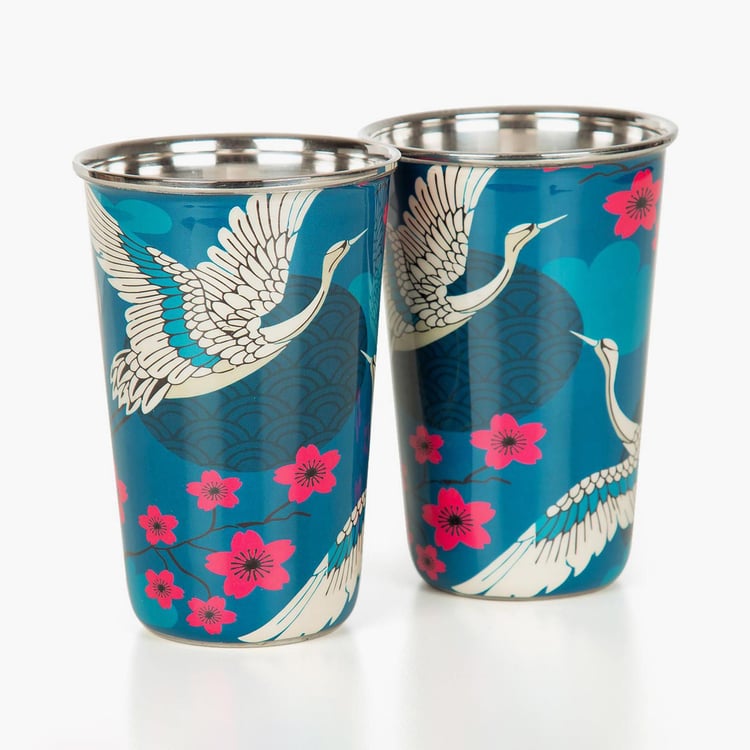 INDIA CIRCUS Aerial Moments Set of 2 Stainless Steel Printed Tumbler Set - 290ml