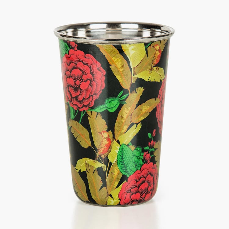 INDIA CIRCUS Bayrose Romance Set of 2 Stainless Steel Printed Tumblers - 290ml